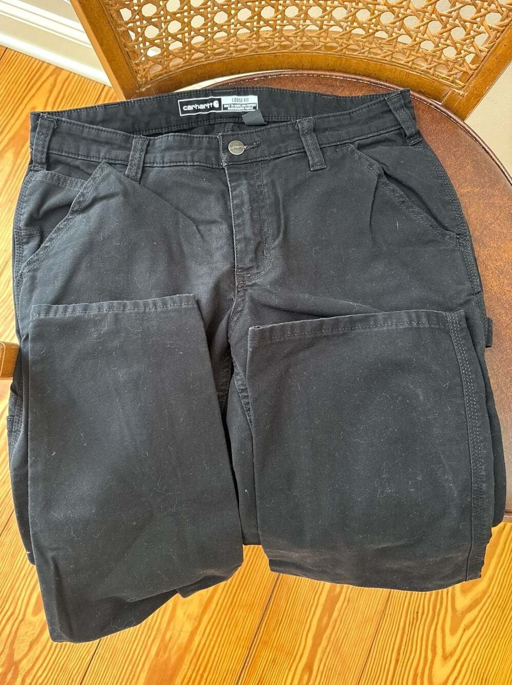 Carhartt Loose Fit Canvas Carpenter Pants Black Size 10 Regular - Picture 5 of 7